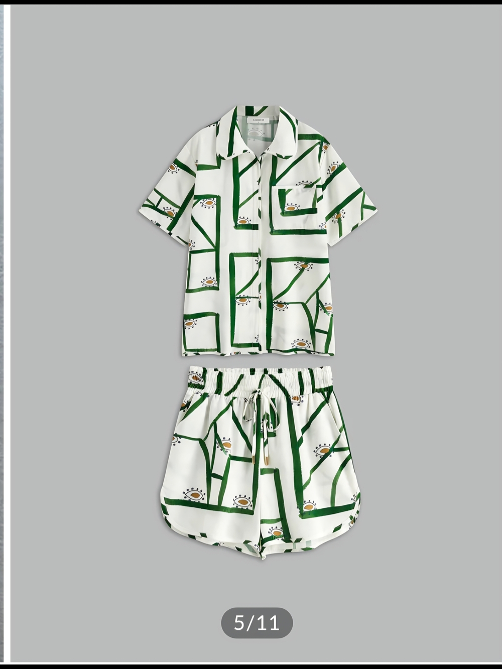 Commense Print Drawstring Shorts Set. - Picture 2 of 4